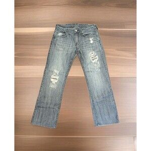 G by Guess Distressed Straight Leg Medium Wash Jeans Hardware Women's SZ 30